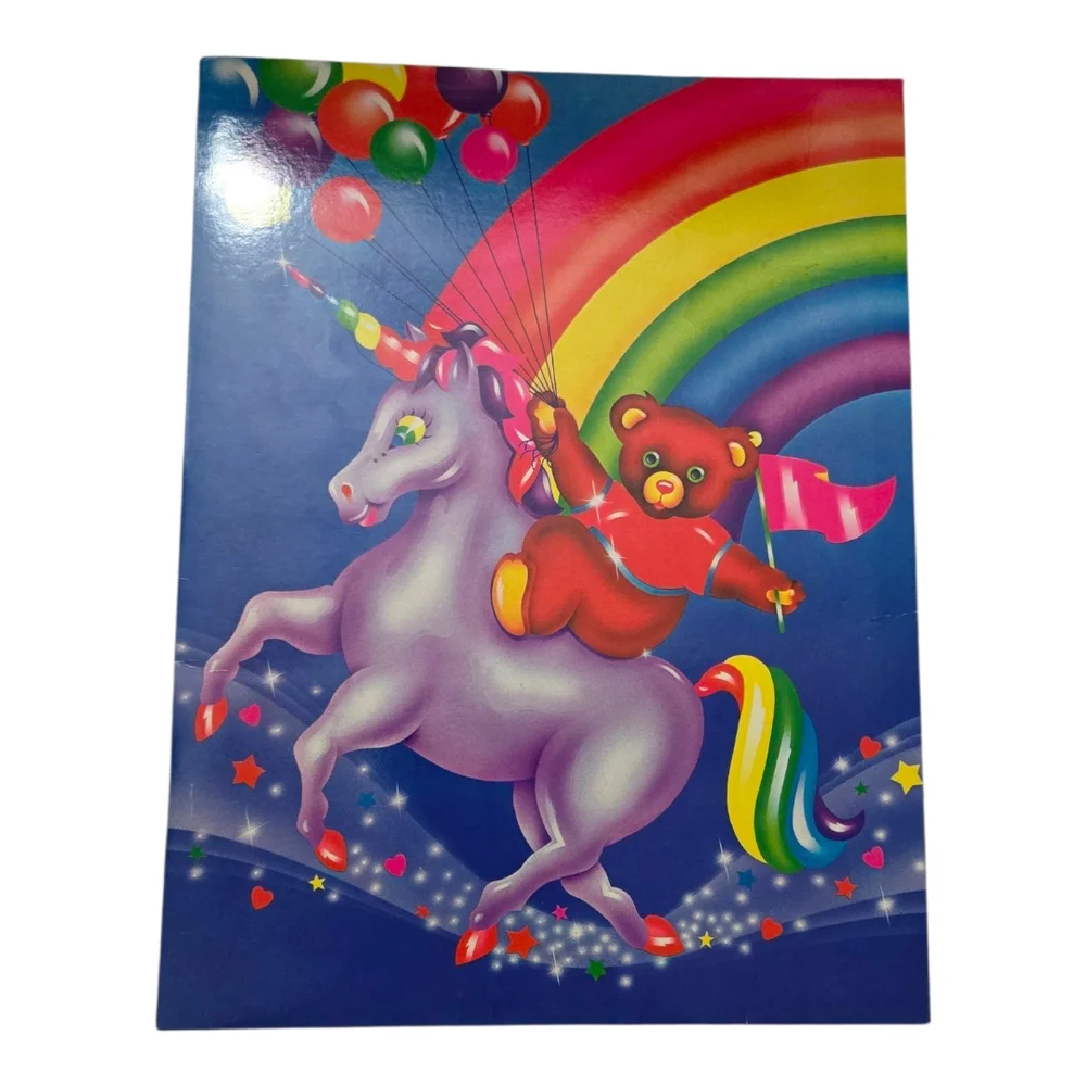 Lisa Frank Rainbow Bear Riding A Unicorn FOLDER
